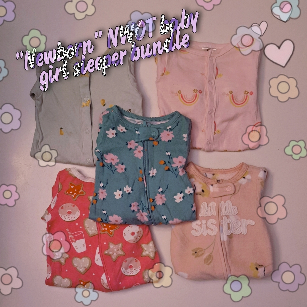 "Newborn" NWT baby girl sleeper bundle 👶🍩